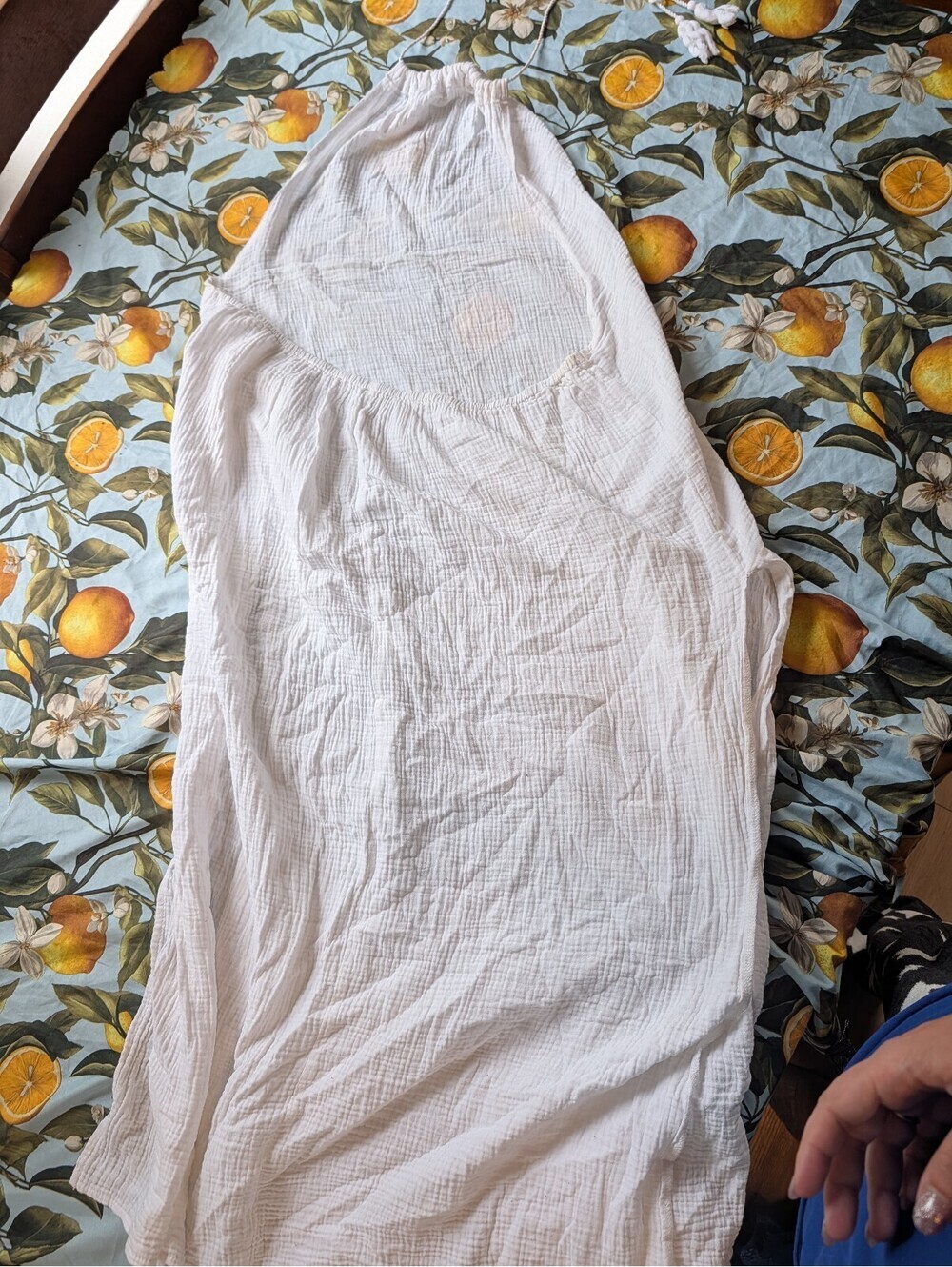 SHEIN White Sheer Linen Cover-Up Halter Dress – Women's Beach Vacation Wear - Picture 7 of 8